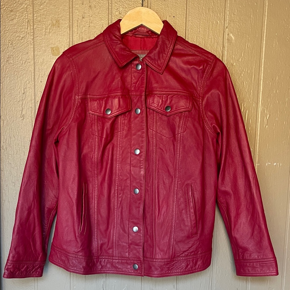 Jessica London Outerwear Vibrant Red Leather Jacket